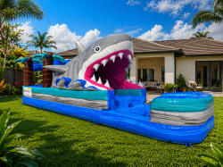 shark bounce house 1776902011 Shark Attack Double Lane Slip n Slide 35ft long