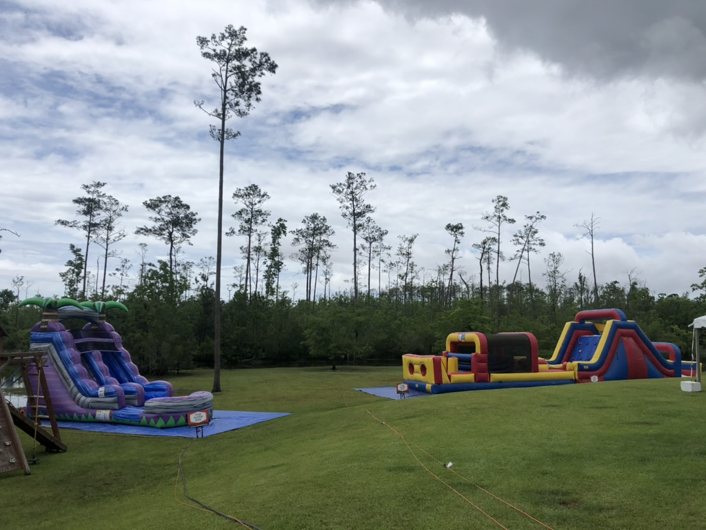 Water slide and obstacle rental at Claiborne Oaks in Madisonville LA