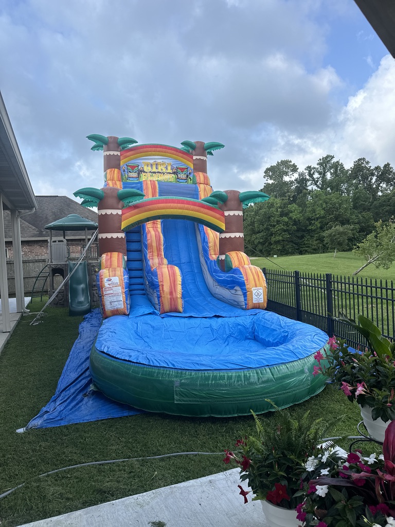 Tiki water slide rental at Raiford Oaks in Madisonville LA